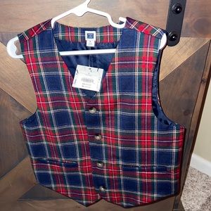 New with tags Janie and jack tartan 4 button vest. Size 6 boys.